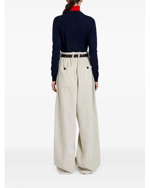 Proenza Schouler Blue Diamond-Pattern Merino Wool-Silk Blend Sweater