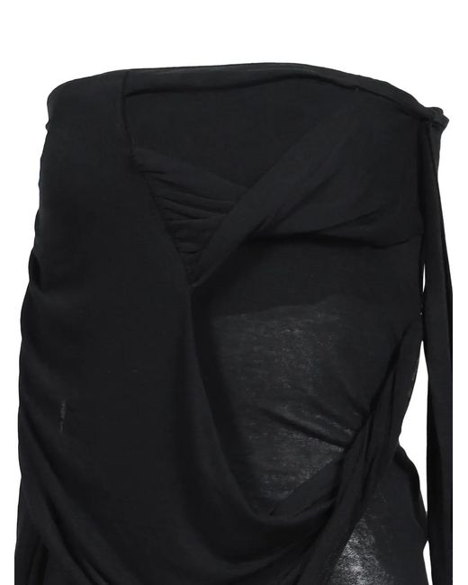 BOHEMSEO Black Signature Twist-Drape Tube Strapless Blouse