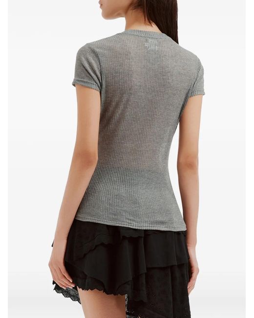 B+ AB Gray Graphic-Print Ribbed T-Shirt