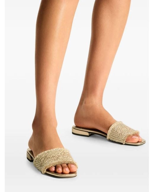 Jimmy Choo Natural Joa Flat Canvas Flat Sandals