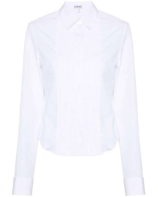 Loewe White Popeline-Hemd mit Biesen