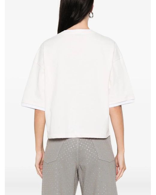 Sandro White Logo-Embroidered T-Shirt