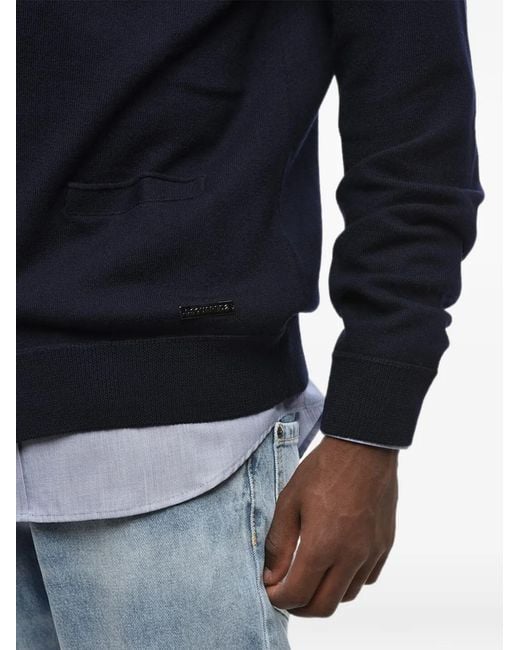DSquared² Blue Patch-Pocket V-Neck Cardigan for men