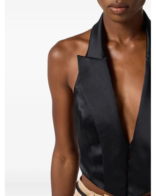 Elisabetta Franchi Black Halter-Neck Blouse