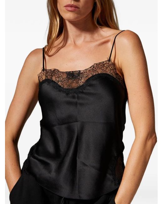 SPRWMN Black Lace-Trim Slip Top