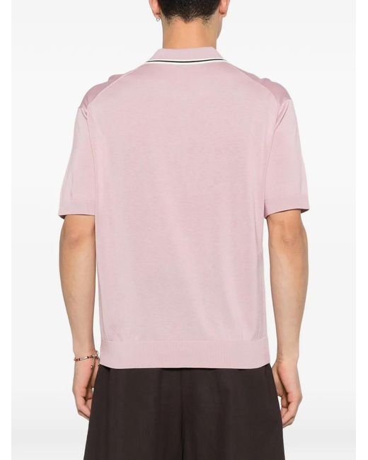 Paolo Pecora Pink V-Neck Striped T-Shirt for men