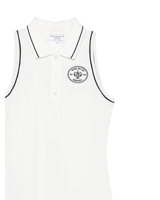 Sporty & Rich White Embroidered-Logo Polo Mini Dress