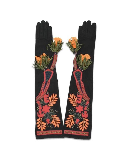 DSquared² Black Gants Cloutés À Fleurs