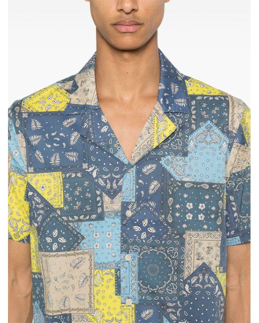 Camicia con stampa bandana di Manuel Ritz in Blue da Uomo