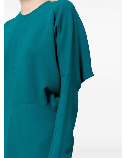 Victoria Beckham Gedrapeerde Midi-jurk Met Dolman Mouwen in het Blue