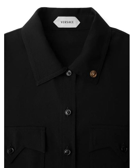 Versace Black Midi Stretch Georgette Viscose Dress