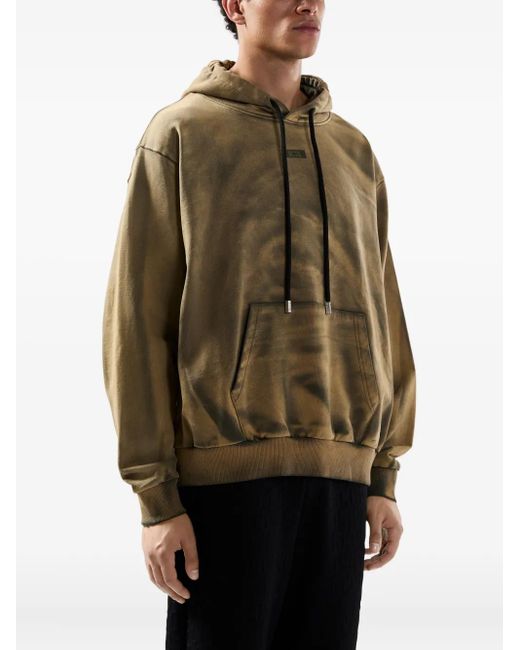 Gcds Green Cotton Drawstring Hoodie for men
