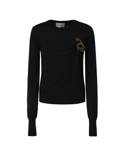 Coperni Black Hand-Brooch Long-Sleeve Sweater
