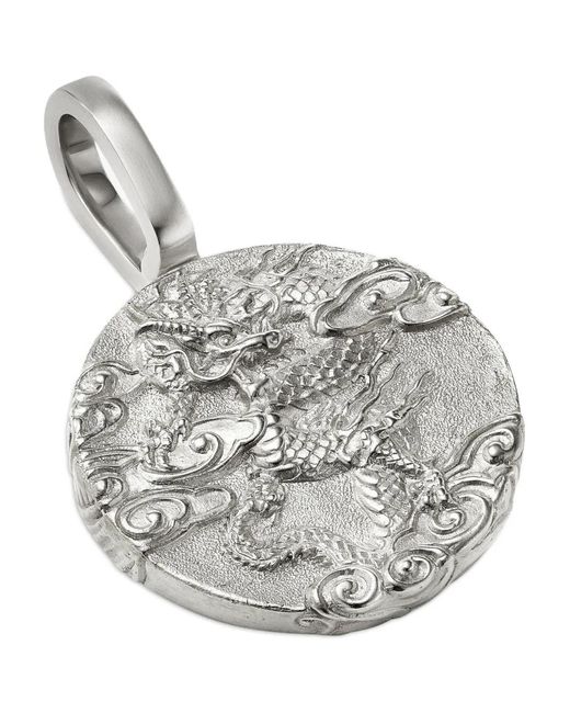 David Yurman White Sterling Dragon Amulet (30.9Mm) for men