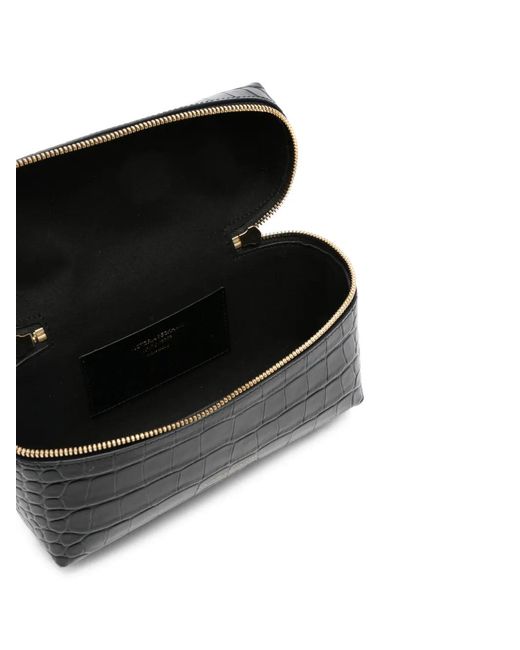 Victoria Beckham Black Dorian Vanity Embossed-Croc Tote Bag