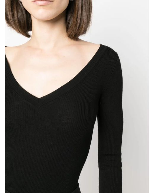P.A.R.O.S.H. Black V-Neck Wool Sweatshirt