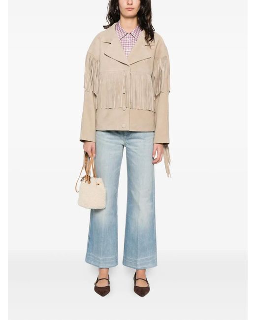 Sandro Natural Fringed Suede Jacket