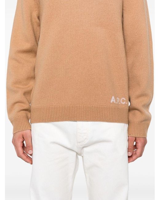 A.P.C. Natural Intarsia-Knit Sweater for men