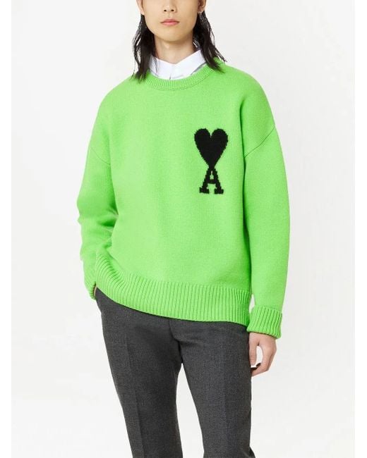 Pull En Laine À Logo Ami De Coeur AMI en coloris Green