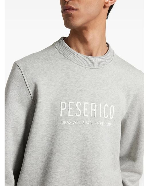 Peserico Gray Logo-Embroidered Crew-Neck Sweatshirt for men