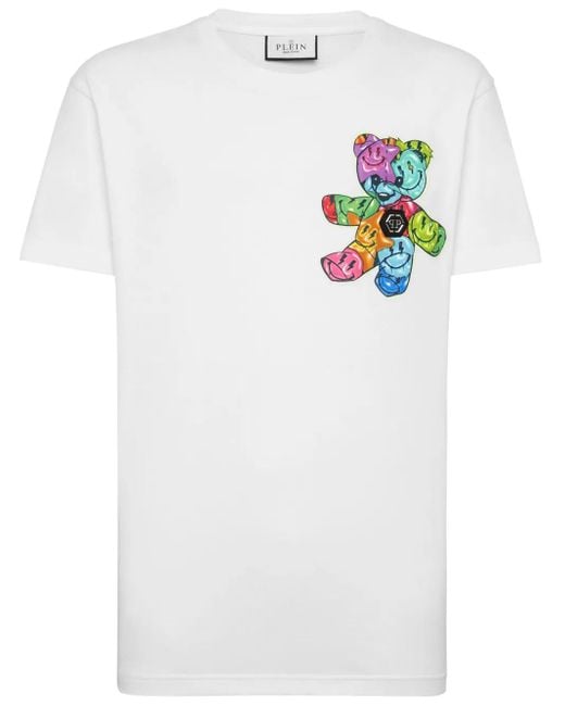 Philipp Plein White Graphic-Print Cotton T-Shirt for men
