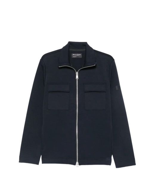 Marc O' Polo Blue Flap-Pocket Zip-Up Sweatshirt for men