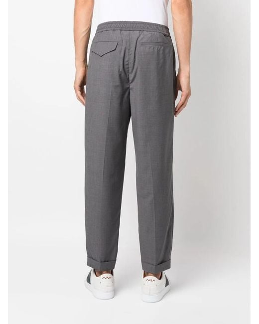 Woolrich Gray Elasticated Waistband Slim-Cut Trousers for men