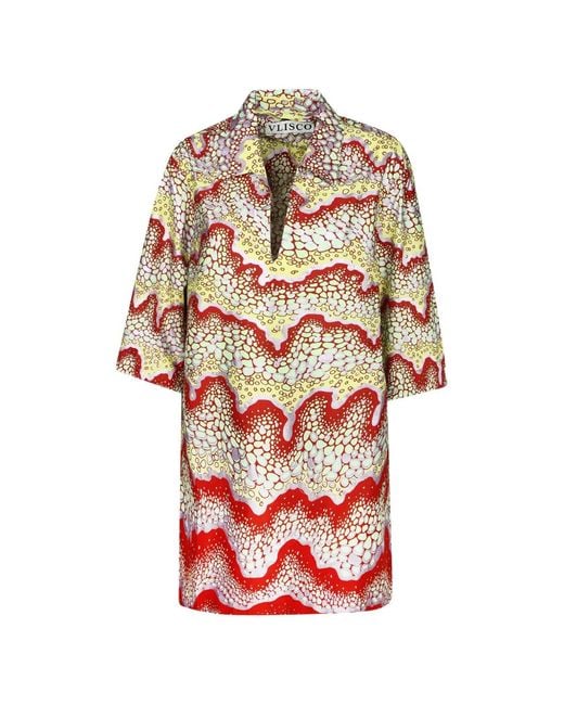 Atelier Vlisco White Bubble Waves Abstract-Print Mini Dress