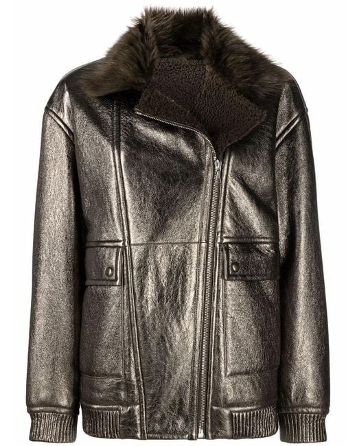 Yves Salomon Multicolor Longline Leather Jacket