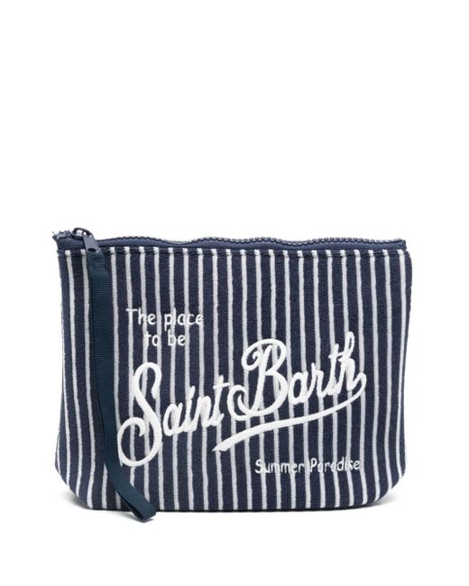 Mc2 Saint Barth Blue Aline Terry-cloth Striped Wash Bag