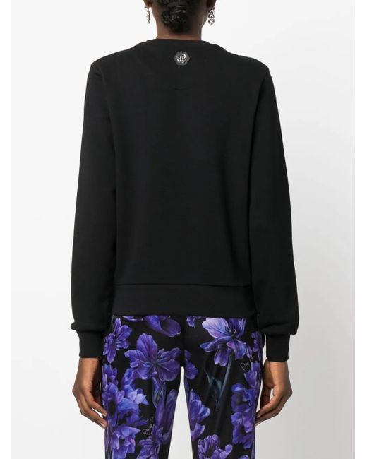 Philipp Plein Black Ls Crystal Logo-Appliqué T-Shirt