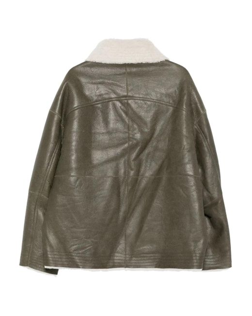 Mordecai Brown Shearling-Collared Leather Jacket for men