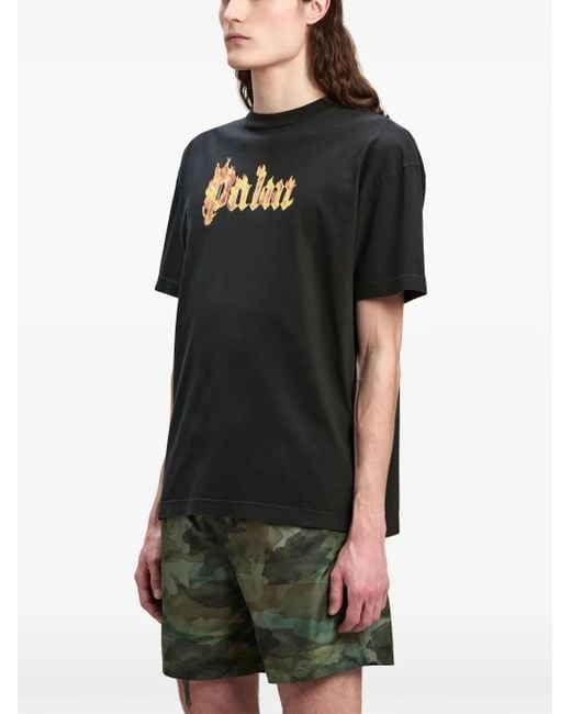 メンズ Palm Angels ロゴ Tシャツ Black