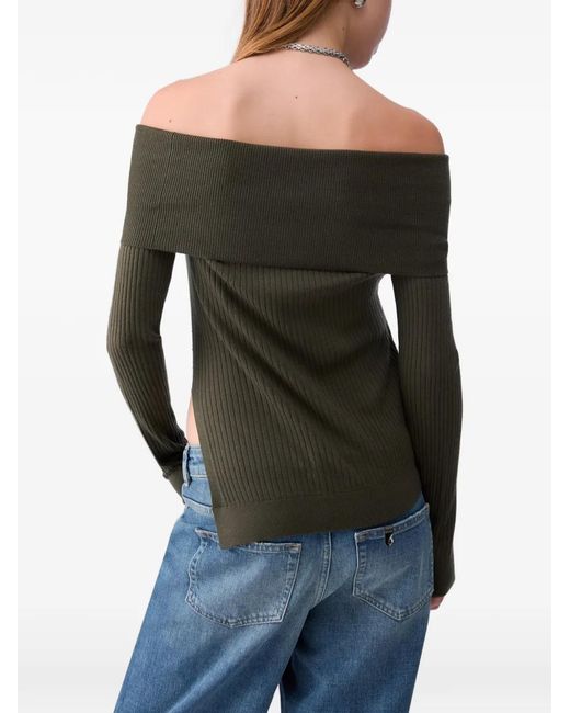 Liu Jo Green Wool Sweater With Bardot Neckline