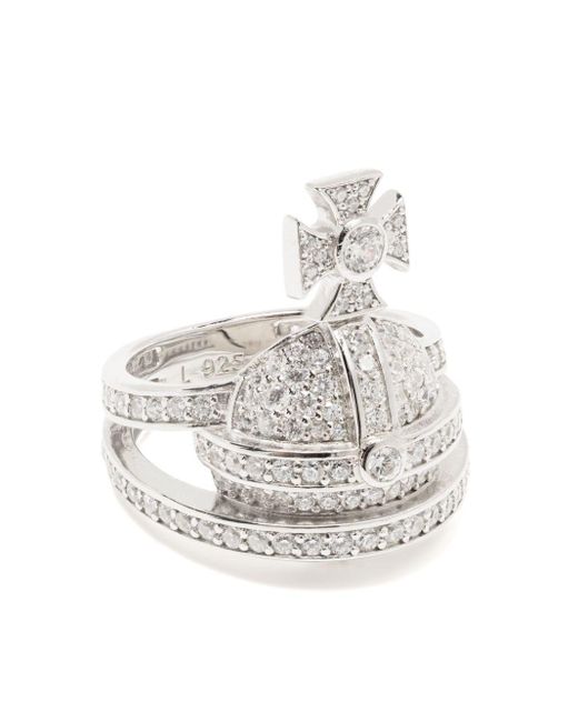 Vivienne Westwood White Orb Crystal-Embellished Ring for men