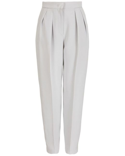 Pantalon en soie à taille haute Giorgio Armani en coloris White