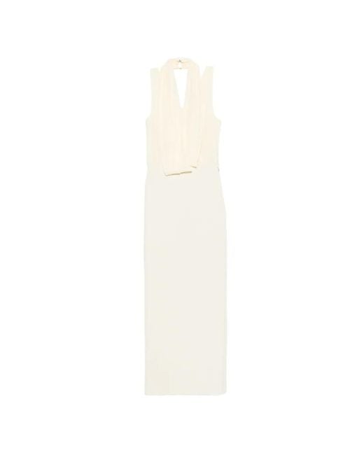 Patrizia Pepe White Draped Long Dress