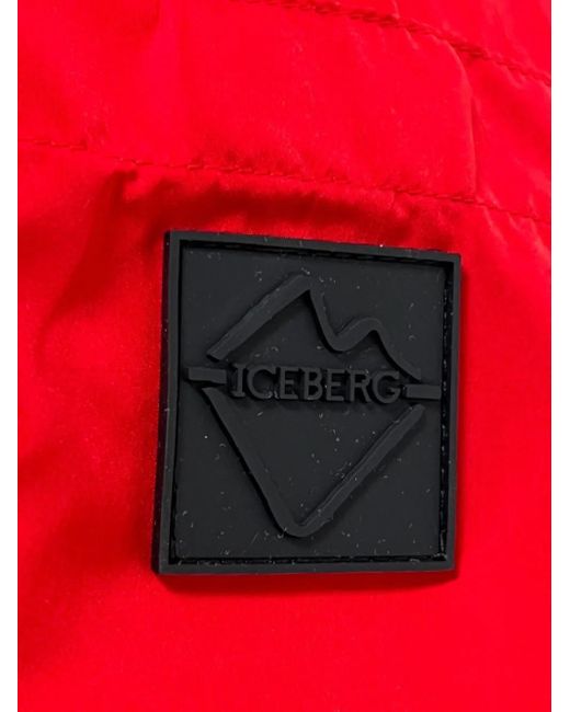 Iceberg Red Logo-Plaque Swim Shorts for men