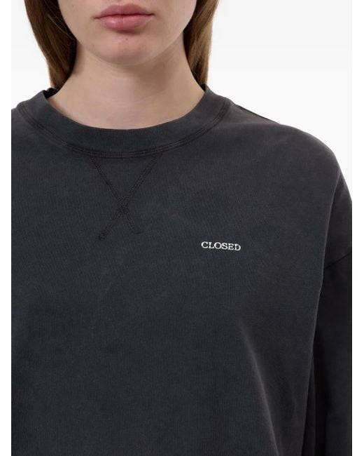Closed Blue Crew-Neck Long-Sleeve Top