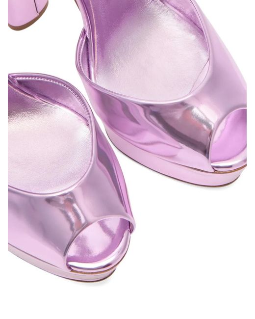Casadei Pink 140Mm Flora Intestellar Metallic Platform Heeled Sandals