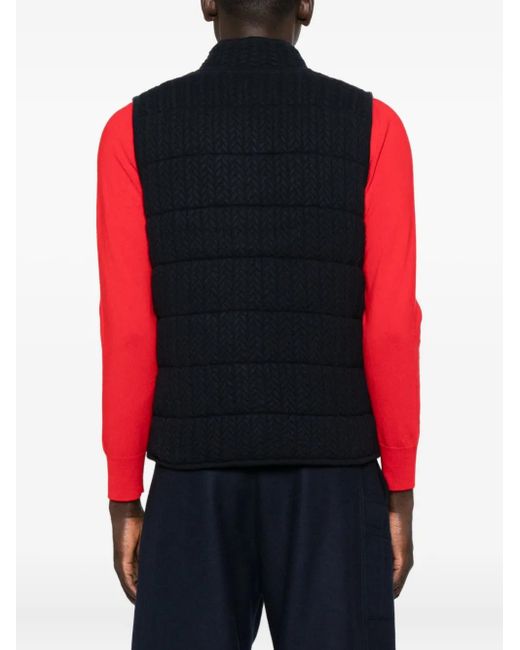 arch4 Black Herringbone Padded Gilet for men