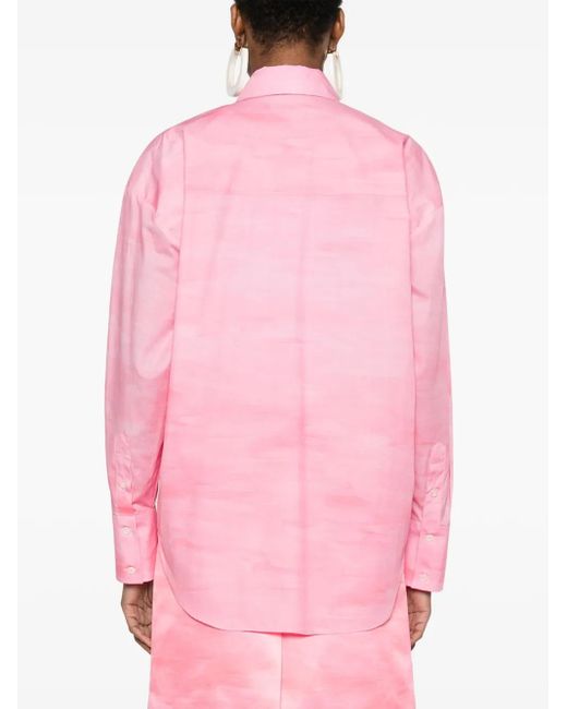 MSGM Pink X Luke Edward Hall Illustration-Print Shirt