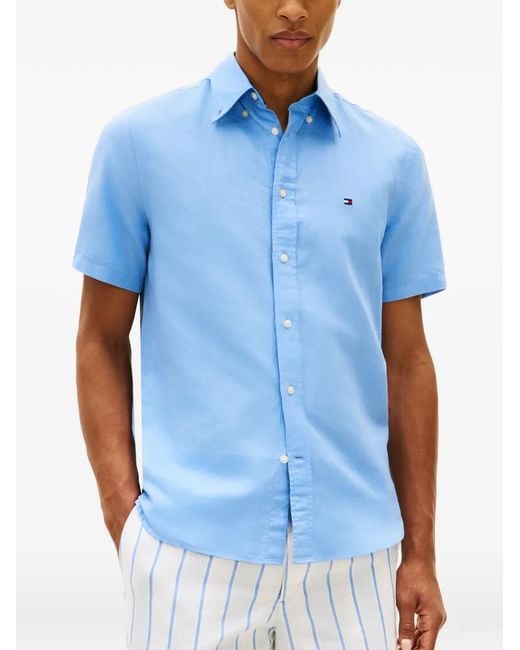 Tommy Hilfiger Blue Chemise Boutonnée À Manches Courtes for men