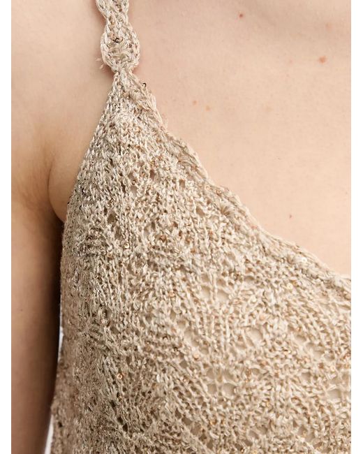 INTROPIA Natural Embellished Strap Midi Dress
