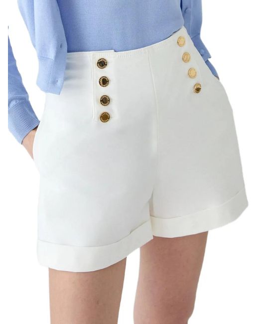 Carolina Herrera White High-Waisted Wide-Leg Shorts