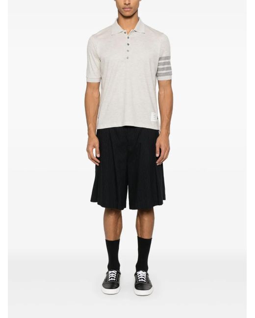Thom Browne White 4-Bar Wool Polo Shirt for men