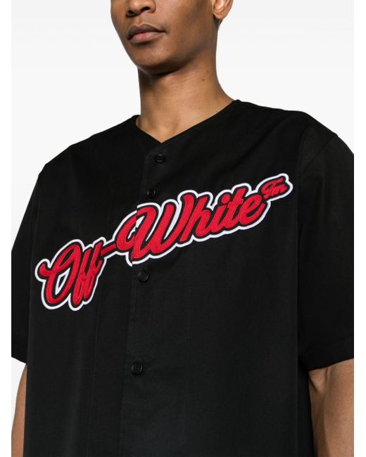 Off-White c/o Virgil Abloh Black Logo-embroidered Cotton Shirt for men