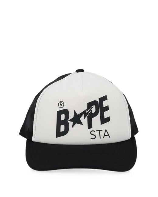 A Bathing Ape Black Bape Sta Logo-Print Cap for men