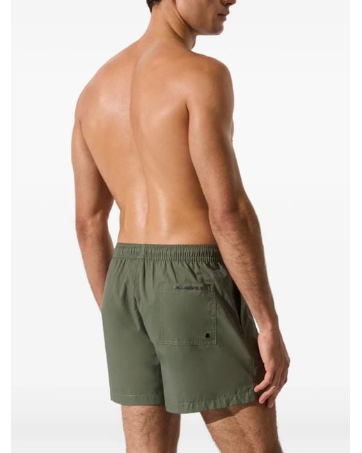 Karl Lagerfeld Green Logo-Detail Swim Shorts for men