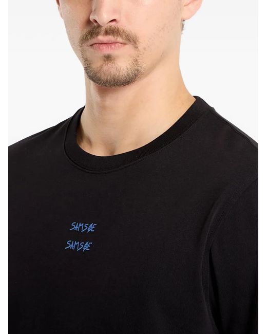 Samsøe & Samsøe Black Graphic-Print T-Shirt for men